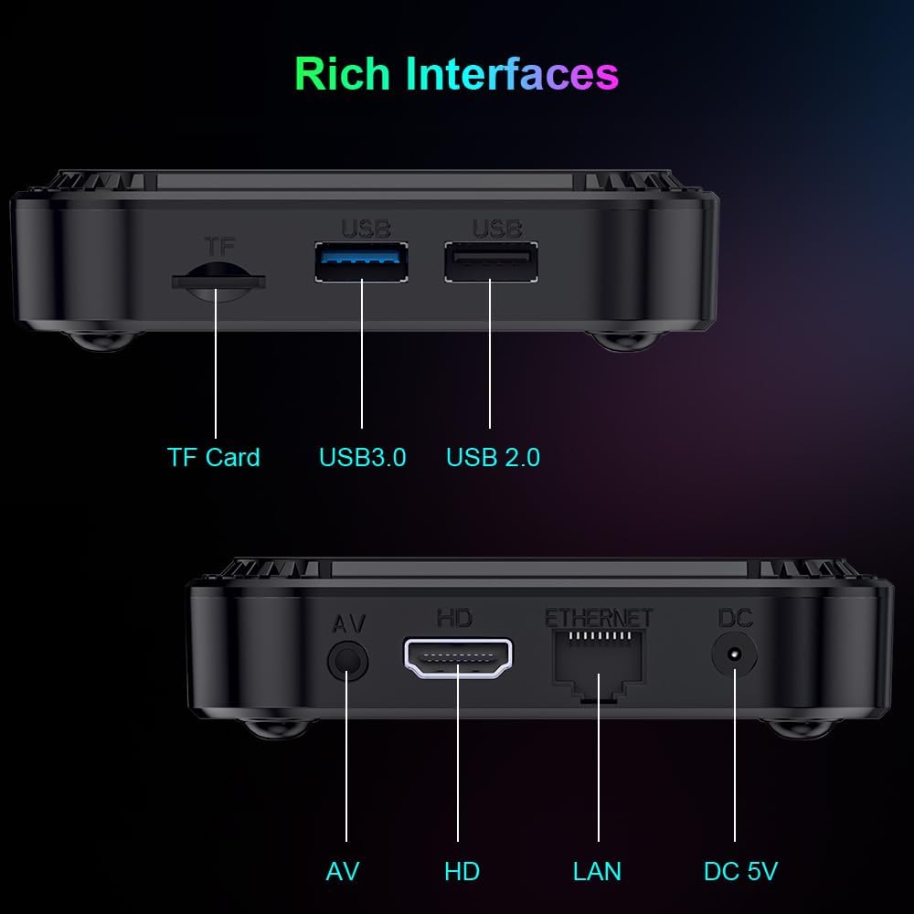 Android 13.0 TV Box, Android Box with 3D 8K 4GB RAM 32GB ROM RK3528 Quad-Core ARM Cortex A53 Mali-450, Builtin 2.4GHz/5.0GHz Dual WiFi Bluetooth 4.0, Support H.265 Ultra HD/HDMI 2.0/USB 2.0 3.0