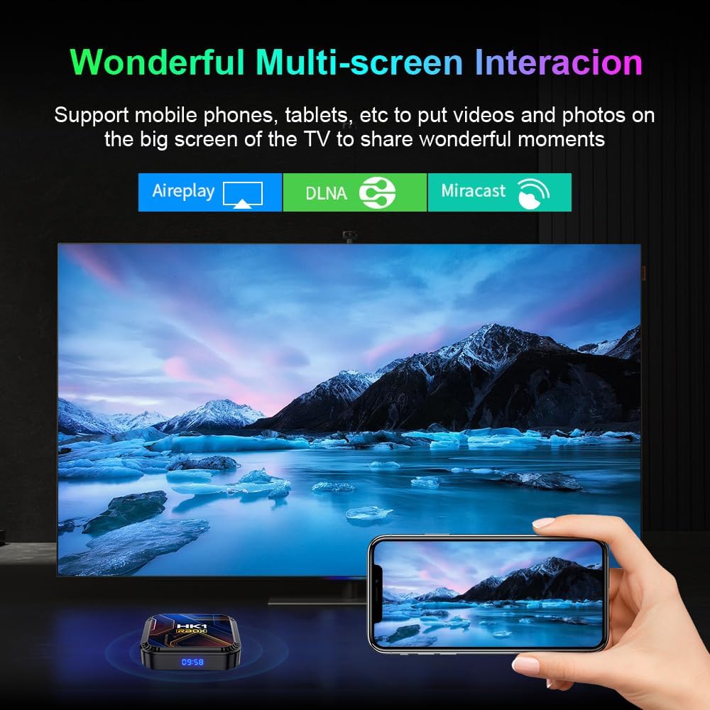 Android 13.0 TV Box, Android Box with 3D 8K 4GB RAM 32GB ROM RK3528 Quad-Core ARM Cortex A53 Mali-450, Builtin 2.4GHz/5.0GHz Dual WiFi Bluetooth 4.0, Support H.265 Ultra HD/HDMI 2.0/USB 2.0 3.0