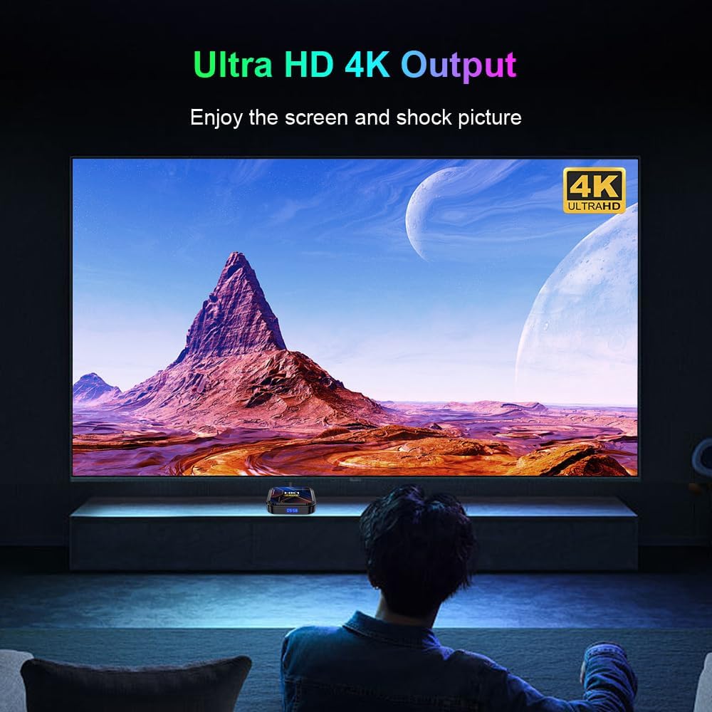 Android 13.0 TV Box, Android Box with 3D 8K 4GB RAM 32GB ROM RK3528 Quad-Core ARM Cortex A53 Mali-450, Builtin 2.4GHz/5.0GHz Dual WiFi Bluetooth 4.0, Support H.265 Ultra HD/HDMI 2.0/USB 2.0 3.0