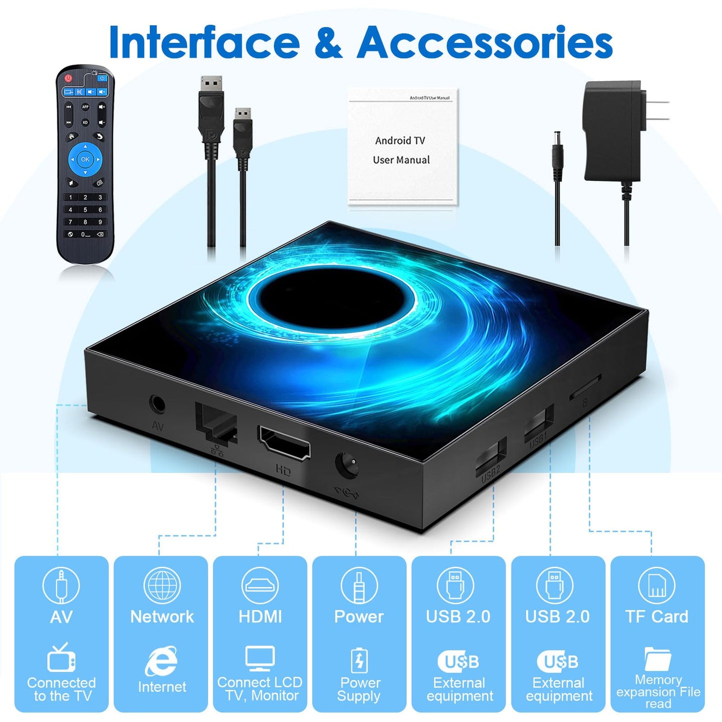 Android TV Box 10.0, Android Box 4GB RAM 32GB ROM, 6K Android Box 4K Allwinner H616 Quad-core Smart TV Box with 2.4G/5G Wi-Fi H.265 6K Ultra HD 3D Bluetooth Smart Box for TV
