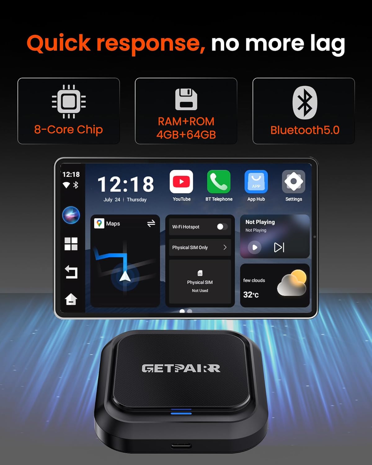 Magic Ai Box 3.0– Wireless CarPlay &Android Auto Adapter, Android 13 Car Video Box Run Any APP with Dual Bluetooth, Dual WiFi + 8 Core CPU, 4K Streaming Video, GPS, Supports 256GB TF Card,etc