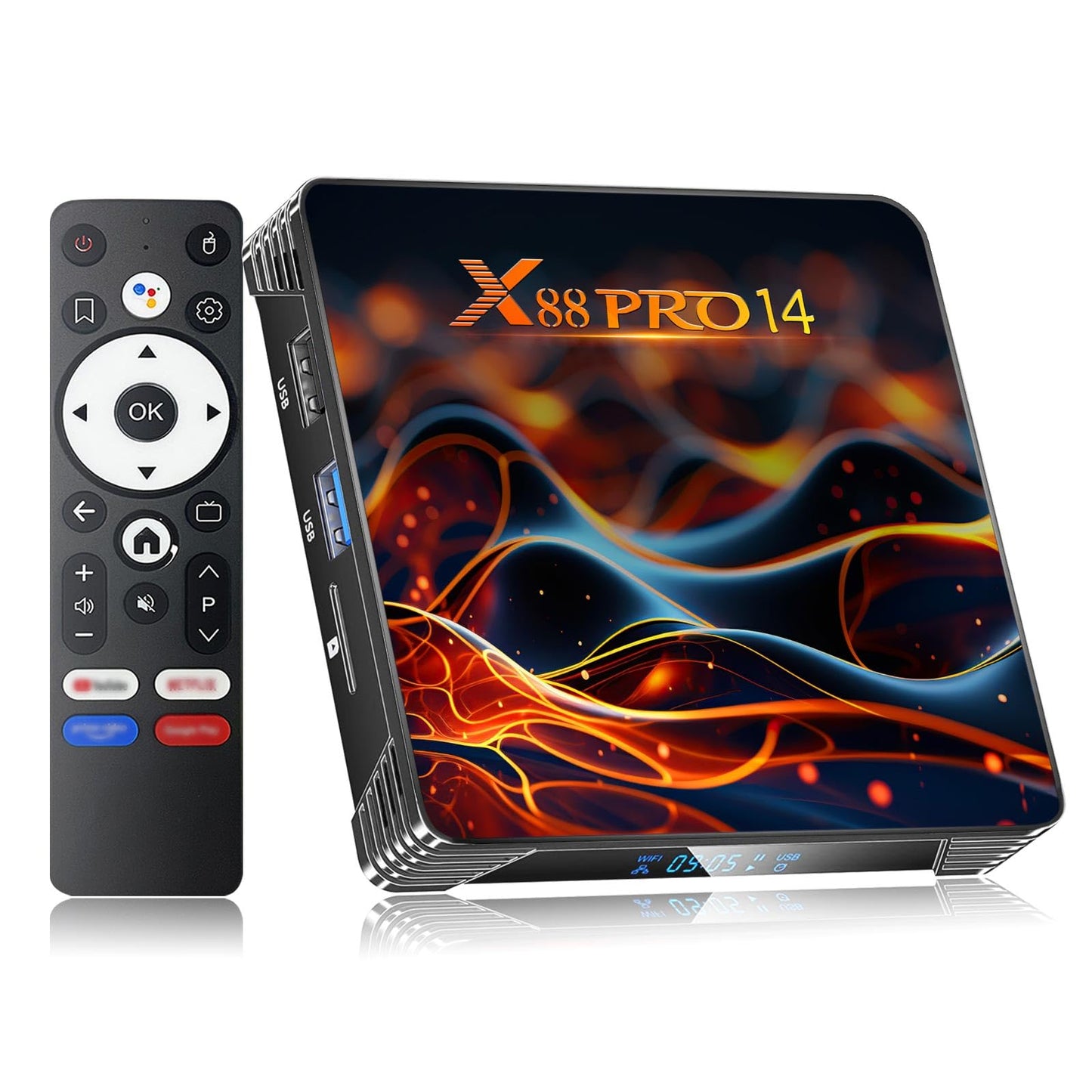 Android 14.0 TV Box 2025, Android Box 2GB 16GB Storage with RK3518 Quad-core CPU 4K 6K TV Box Support 8K WiFi 6 2.4G/5.8G Dual-Band WiFi HDR10+ 100M Ethernet Bluetooth 5.0 USB 3.0 Smart Box for TV