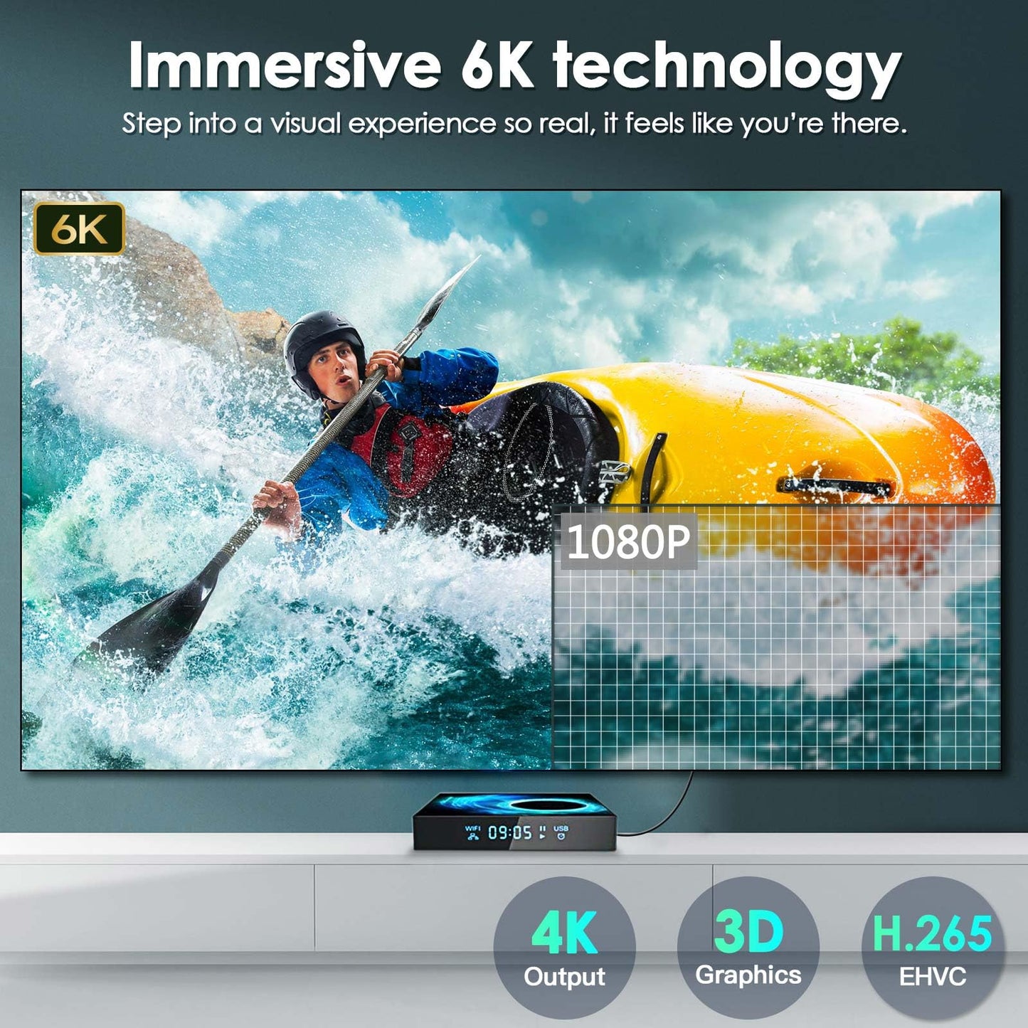 Android TV Box 10.0, Android Box 4GB RAM 32GB ROM, 6K Android Box 4K Allwinner H616 Quad-core Smart TV Box with 2.4G/5G Wi-Fi H.265 6K Ultra HD 3D Bluetooth Smart Box for TV