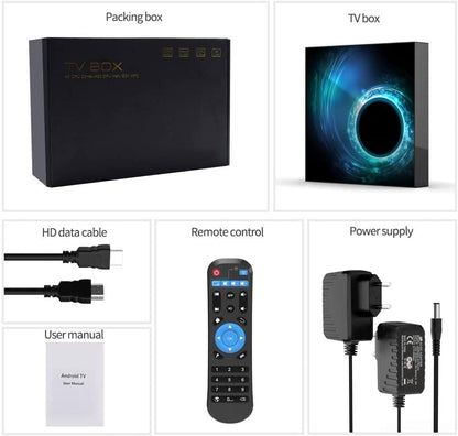 Android TV Box 10.0, Android Box with Allwinner H616 Quad-Core 64bit ARM Corter-A53 CPU Mali G31 MP2 GPU 2GB RAM 16GB ROM 6K 4K Output 2.4/5.0GHz Dual WiFi 100M LAN Enternet BT5.0