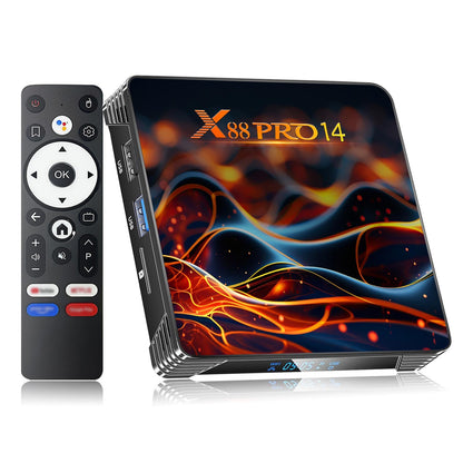 Android 14.0 TV Box 2025, Android Box 2GB 16GB Storage with RK3518 Quad-core CPU 4K 6K TV Box Support 8K WiFi 6 2.4G/5.8G Dual-Band WiFi HDR10+ 100M Ethernet Bluetooth 5.0 USB 3.0 Smart Box for TV